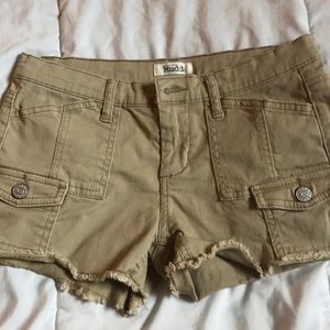Tan shorts with buttons